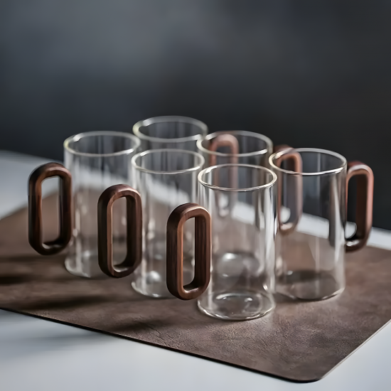 Glass Mug With Wooden Handle